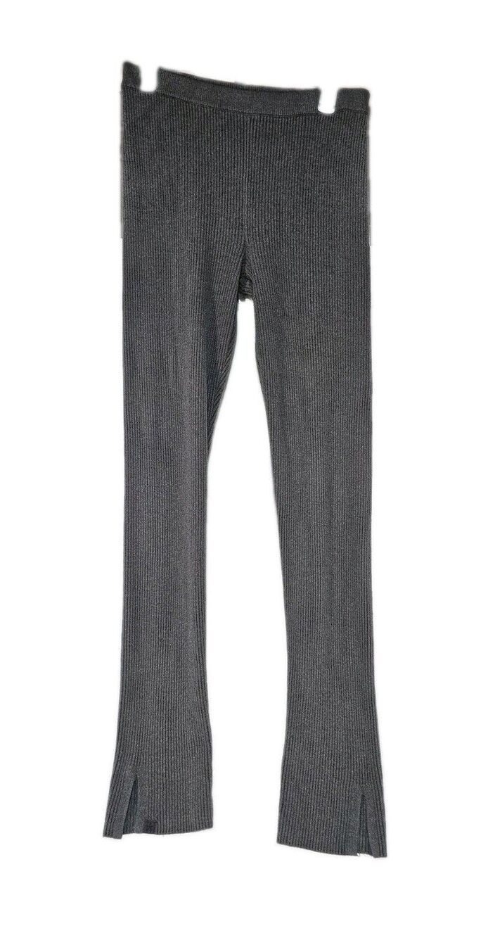 BAREFOOT DREAMS CozyChic Ultra Lite Slim Slit Ribbed Knit Pants Gray Medium EUC - Picture 2 of 10